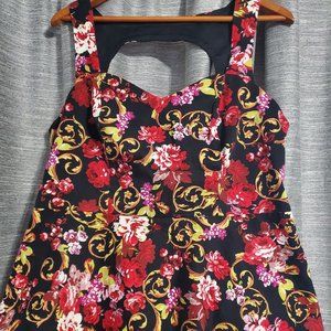 SALE!! TORRID Red & Gold Floral Peplum Top